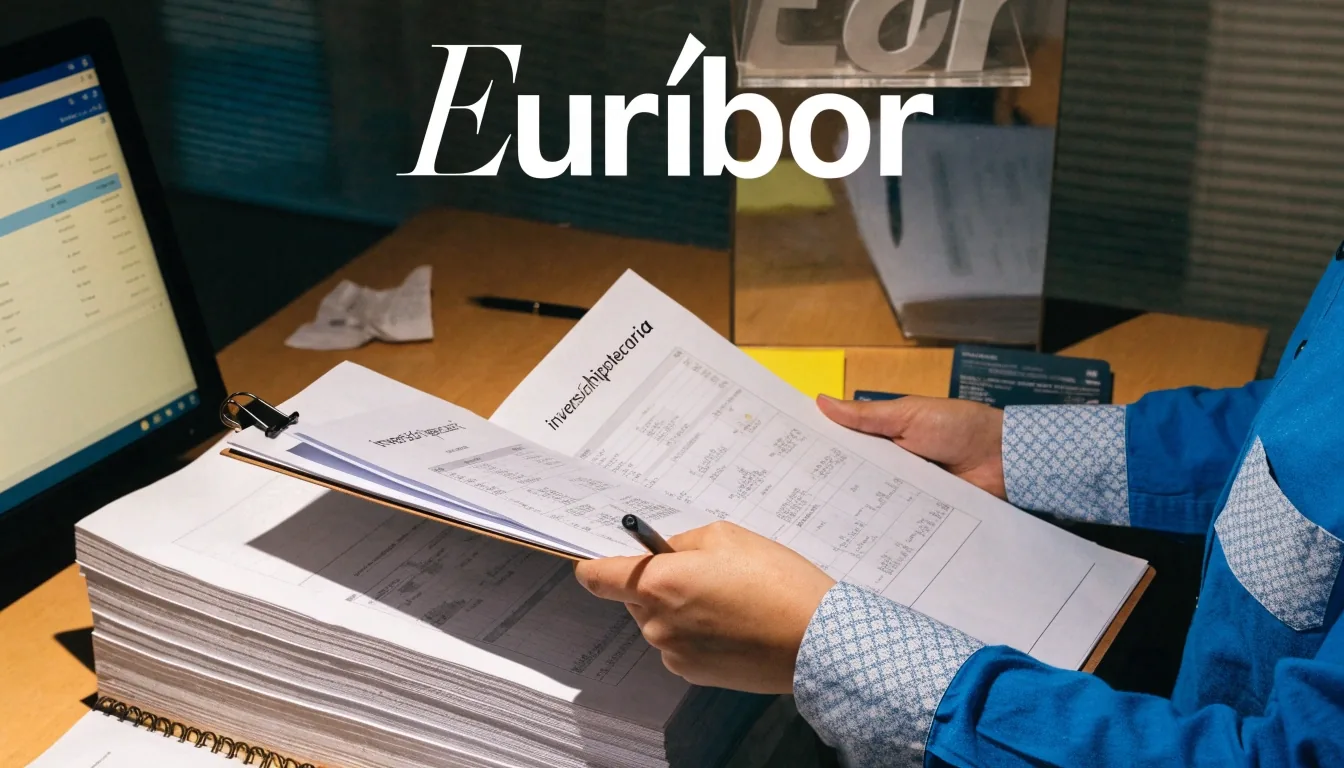 Fachada residencial española con balcones y toldos bajo luz nublada